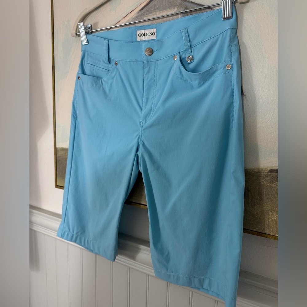 GOLFINO Sofia Medium Bermuda Light Robins Egg Blue Golf Shorts Size 6 - Picture 4 of 9